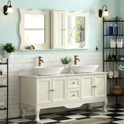 卫浴美式乡村橡木落地浴室柜组合实木洁具大理石台上盆洗手洗脸盆