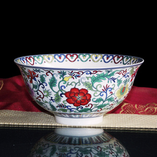 景德镇陶瓷碗5.5英寸斗彩仿古中式骨瓷，单碗防烫高脚饭碗面碗粥碗