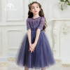 10121314岁钢琴演出服，少女婚纱礼服女童生日，紫色公主裙大童