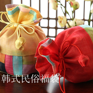 朝鲜族四方福袋拼接彩条福袋子装小物件糖果袋袋子