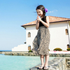 韩国童装女童夏季豹纹拼接背心，连衣裙潮儿童气质，亲子沙滩公主长裙