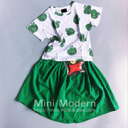Mini Modern  太阳花菠萝苹果上衣短袖T恤绿色裙裤牛仔裤