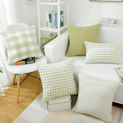 日式文艺现代简约沙发抱枕北欧风格，靠枕靠垫套腰枕纯色格子枕套子