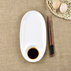 盘子陶瓷创意餐具椭圆寿司，盘有格带醋碟子，水饺子盘酒店家用菜盘