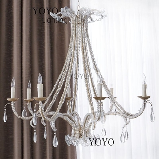 yoyo欧式美式现代出口水晶，花朵吊灯简欧简美现代客厅餐厅卧室
