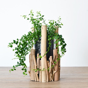 居慢生活纯手工木制北欧水培玻璃花瓶摆件创意客厅装饰品桌面花器