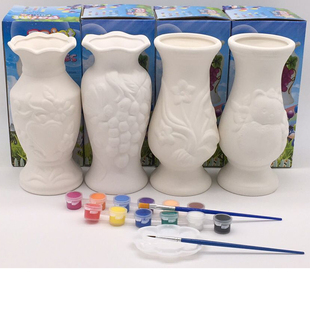 儿童手工diy花瓶白模型(白模型，)画陶瓷石膏，娃娃白胚彩绘玩具玩具居家摆设
