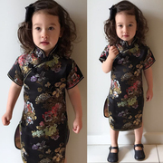 2021新童装(新童装)夏装儿童，女童韩版古典盘扣连衣裙，旗袍裙子中式唐装礼服