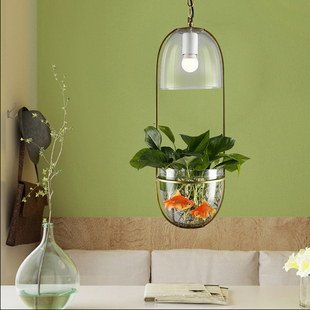 创意吧台植物吊灯简约玻璃北欧个性田园餐厅入户走廊阳台灯具
