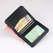 真皮小钱包男士短款迷你简约超薄钱夹，多功能折叠软皮夹驾驶证卡包
