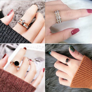 戒指女日韩潮人学生网红 个性时尚食指戒子玫瑰金不掉色 钛钢指环