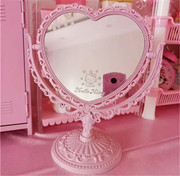 Hello Kitty 小麦秸秆韩国复古镜台镜子化妆镜 双面镜 放大梳妆镜