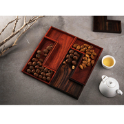 创意木质干果盘分格中式复古果盘客厅中国风瓜子零食盘家用茶点盘