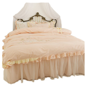 全棉纯棉田园四件套，床裙式蕾丝花边被套公主，风蝴蝶结床上用品