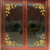 玫瑰花玻璃门橱窗贴纸对角花，边角贴镜子，贴店面布置开业装饰贴