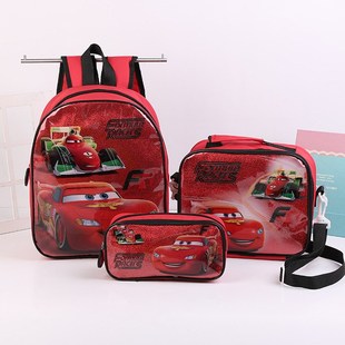 汽车总动员麥坤A95car红色金粉卡通幼儿园书包小学生野餐包笔袋