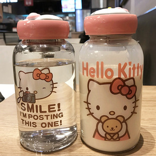 韩国大容量可爱玻璃杯便携时尚情侣韩版卡通学生男女水杯子萌水瓶