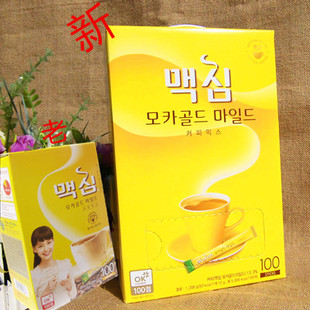 韩国进口麦馨maxim黄色礼盒装摩卡味三合一速溶咖啡100条