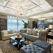 欧式新古典(新古典)客厅，沙发组合简欧三人双人美式沙发样板房别墅家具定制