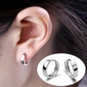 925纯银耳钉韩国光面耳扣 男女通用简约小耳圈防过敏耳环饰品
