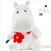 韩国拿红花红色花朵河马Moomin日本姆明公仔毛绒玩具玩偶礼物