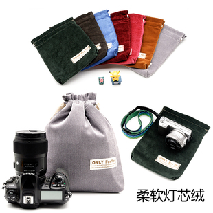 纯色加厚灯芯绒防撞单反拍立得彩色相机袋布袋微单相机包 600D5D3