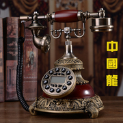 欧式仿古电话机固定复古典怀旧电话时尚创意家用座机双龙戏珠