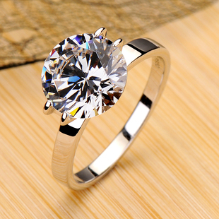 美国莫桑石 钻石戒指女戒婚戒 高端仿真珠宝饰品带证书 0156