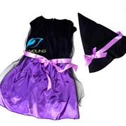 万圣节cosplay儿童女巫服装紫色女巫表演服 女童演出服