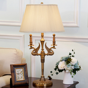 美式台灯卧室床头温馨时尚纯铜台灯书房客厅遥控家用调光装饰灯具