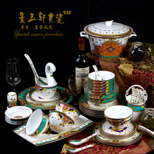 碗景德镇60头高档骨瓷餐具套装，家用碗盘10人用欧式陶瓷饭碗碟创意
