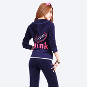2015春秋pink天鹅绒套装，女士休闲运动韩版瑜伽服女卫衣套装