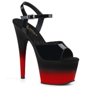 美国pleaser17.8cm黑色，漆皮露趾高跟凉鞋，红色底部高跟凉鞋