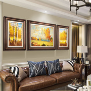 客厅装饰画沙发背景墙挂画欧式风景壁画卧室玄关三联画油画美式