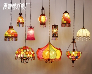 西域风情新疆餐厅彩色晶体，珠子吊灯波西米亚东南亚风格灯饰灯具