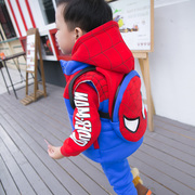 蜘蛛侠童装男童宝宝冬装卡通套装2020儿童加绒加厚卫衣三件套