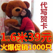 1.8米泰迪熊抱抱熊萌公仔超大号抱枕布娃娃毛绒玩具送女生日礼物