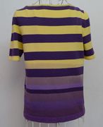 大品牌衣服女装特短袖圆领，t恤针织衫，紫色和黄色条纹2021夏17