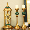 欧式钟表座钟摆件美式台钟客厅台式时钟坐钟创意样板房烛台装饰品