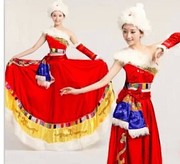 藏族舞蹈表演服装，哈萨克族回族演出服，民族服装女款大摆裙