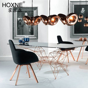 霍客森高低背餐椅简约现代软包创意，咖啡椅书房椅，镀金玫瑰金豪华(金豪华)椅