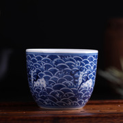 长物居茶杯柴窑烧制手绘主人，杯景德镇瓷器青花茶具品茗杯茶碗茶盅