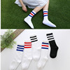 日系三条长筒袜子韩版纯棉少女学生潮流袜黑白条纹中筒运动男女袜