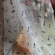 ss5diy浅绿色欧根纱底玫瑰花苞刺绣，蕾丝布料面料服装裙子婚纱娃衣