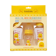 黄色小鸭标准口径奶瓶PES塑料材质标口新生儿耐摔适配贝亲标口