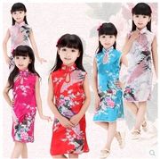 经典款夏季女童旗袍儿童孔雀，唐装六一演出服，中国风中式服装
