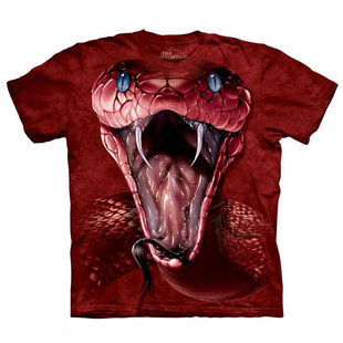美国The Mountain红色眼镜蛇3D立体男款圆领短袖夏季个性纯棉T恤