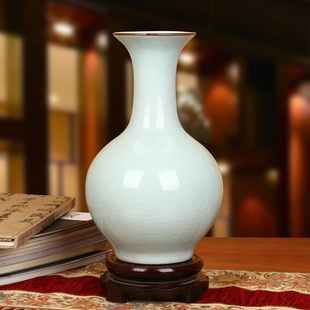 景德镇陶瓷器 仿古官窑裂纹釉花瓶 中式古典家居工艺品摆件摆