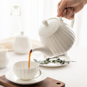 创意白色家用骨瓷咖啡壶 泡茶壶陶瓷大号单壶花茶壶 沏茶壶带过滤