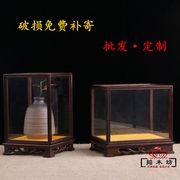 红木雕古董工艺品玻璃罩佛像底座，红酸枝宝笼展示盒防尘罩定制